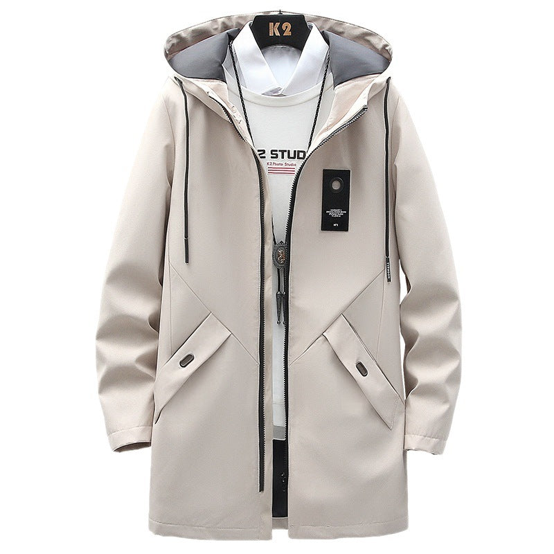 Herren nan urbaner Midlength Tech-Parka mit Kapuze, verdecktem Reißverschluss und winddichter Beschichtung EB