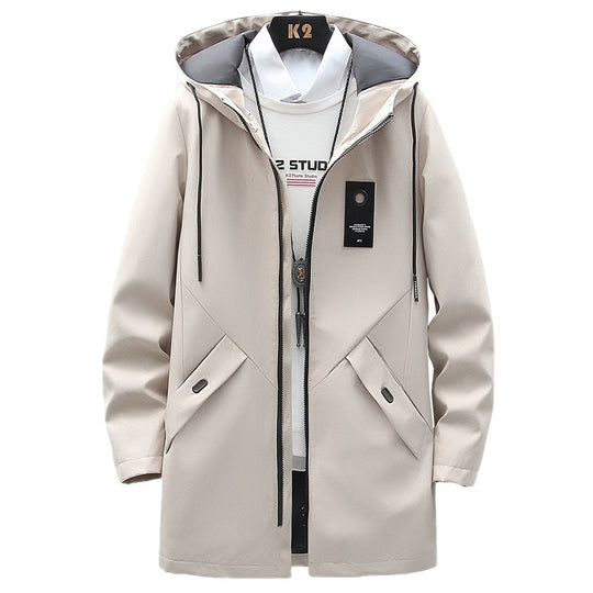Herren nan urbaner Midlength Tech-Parka mit Kapuze, verdecktem Reißverschluss und winddichter Beschichtung EB