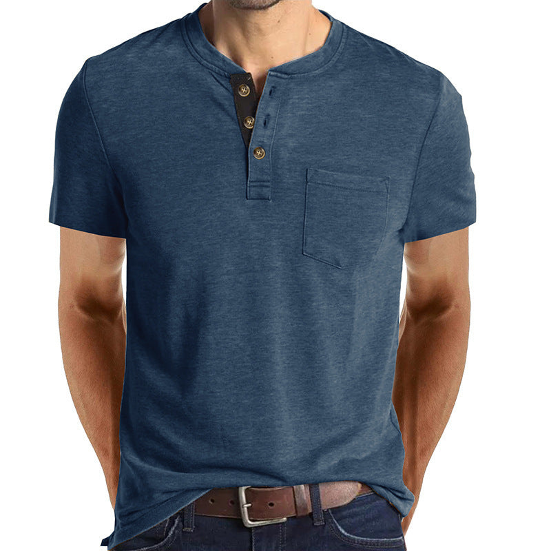 Herren T-Shirt mit strukturiertem Kragen und Brusttasche EB