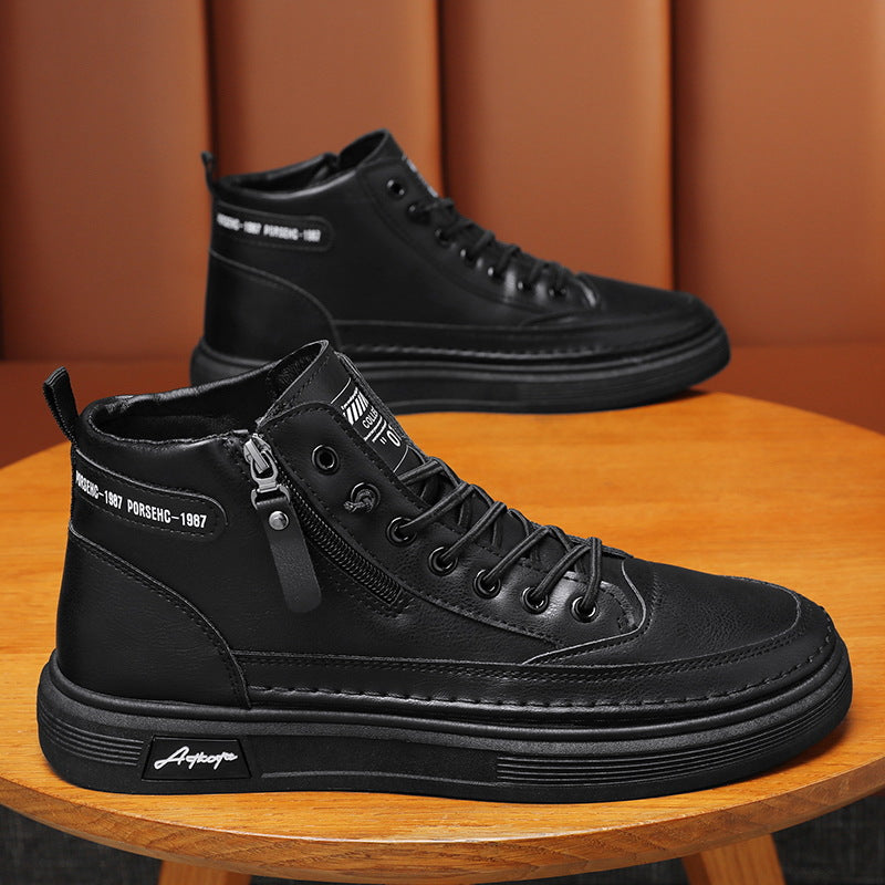Damen Hochformat Sneakers mit robustem Leder und praktischer Reißverschlussöffnung EB