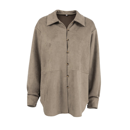 Damen Sanfte Kunstlederjacke mit Knopfverschluss EB