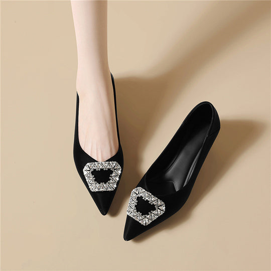 Damen Elegante und modische Ballerinas mit funkelndem Schmuckdetail EB