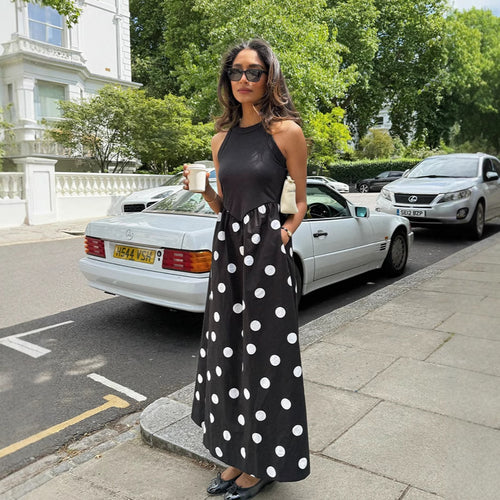 Damen Maxikleid mit modischem Punkte-Design und elegantem Schnitt EB