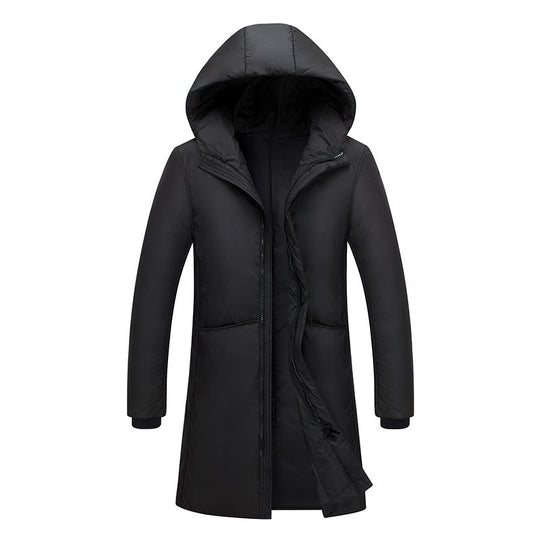 Damen lange Steppjacke mit großzügiger Kapuze und praktischen Taschen EB