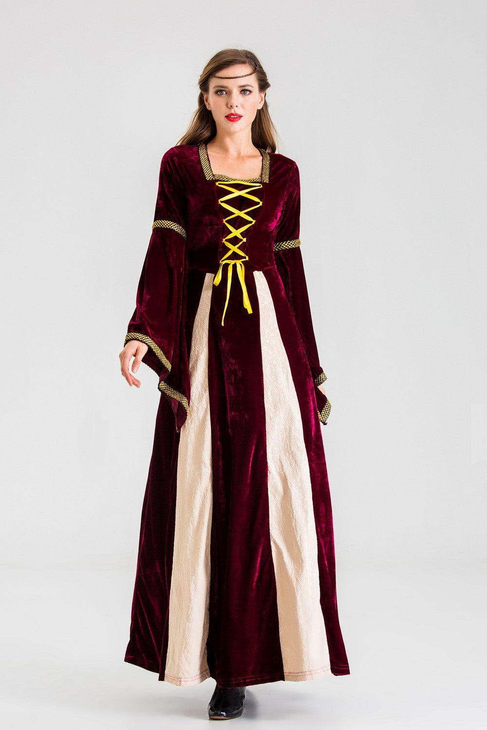 Damen historisches Märchenkleid mit langen Armen und dekorativer Schnürung EB