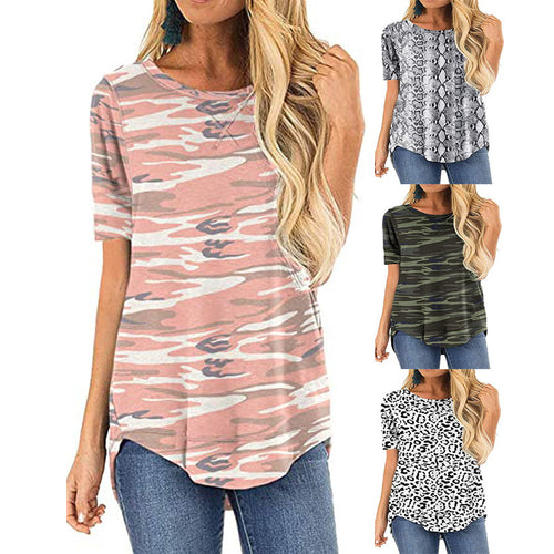 Damen T-Shirt mit modernem Leopardenmuster und lässigem Schnitt EB