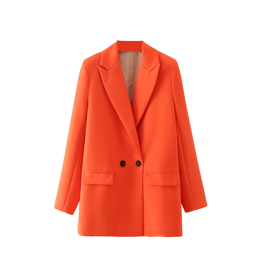 Damen Oversize Doppelreihiger Blazer mit fallendem Revers und weicher Innenfütterung EB
