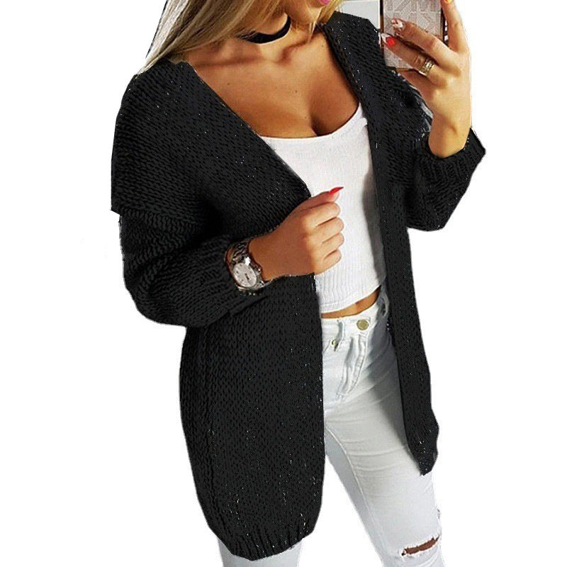 Damen lockerer Strickcardigan mit weichem Material und lässigem Schnitt EB