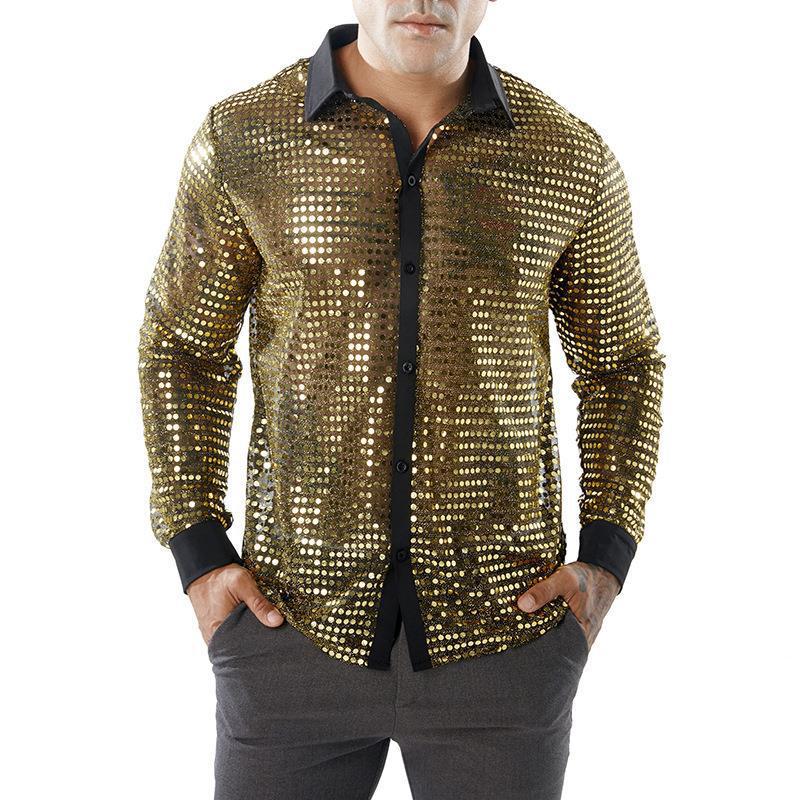Herren Glänzendes Partshirt mit Strassmotiven EB