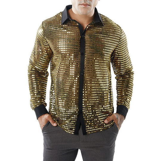 Herren Glänzendes Partshirt mit Strassmotiven EB