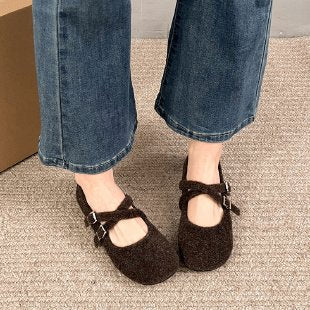 Damen Komfortable Ballerinas mit modischem Riemchenverschluss EB