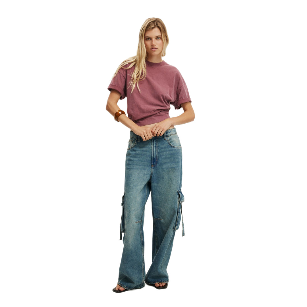 Damen lässige Cargo-Jeans im weiten Schnitt mit praktischen Taschen EB