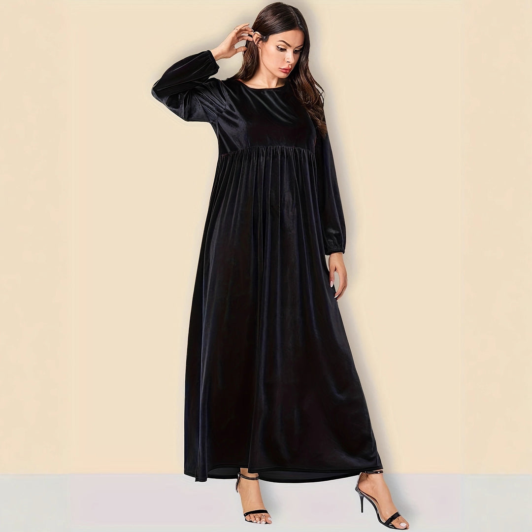 Damen Elegantes Maxikleid aus samtigem Stoff mit weitem Schnitt EB