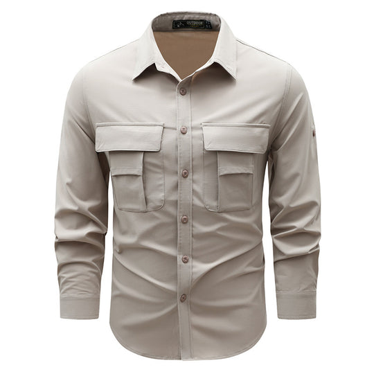 Herren nan robustes Outdoor-Utility-Hemd mit verschließbaren Brustklappen und Ripstopgewebe EB
