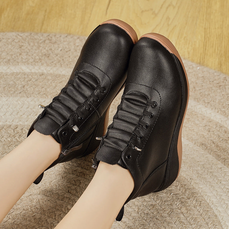 Damen Komfortable High-Top Sneakers mit elastischer Schnürung und dämpfender Sohle EB