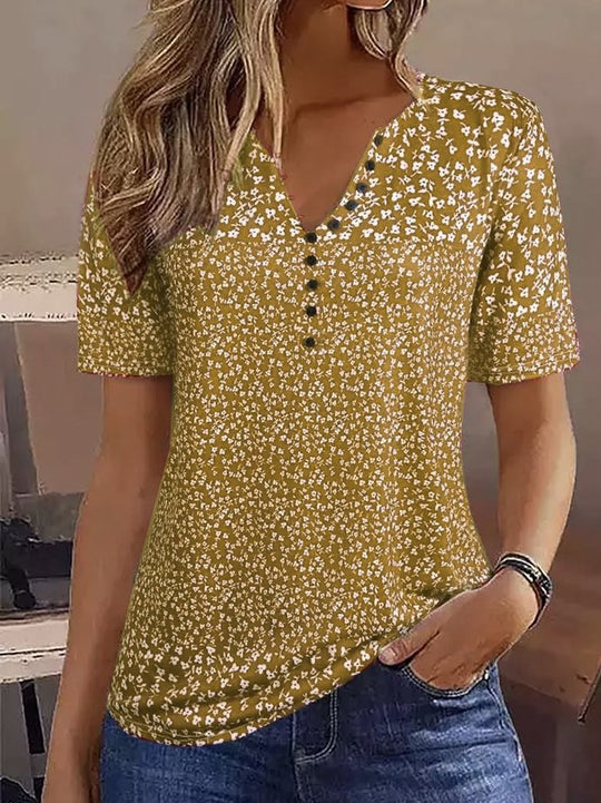 Damen Kurzarmbluse mit floralem Muster EB