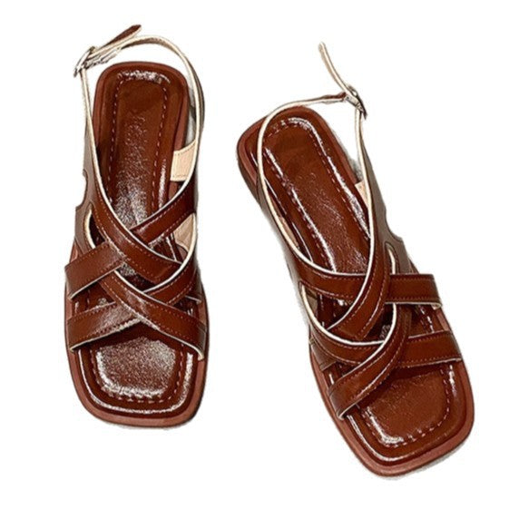 Damen Slingback Sandalen mit kreuzverzwicktem Riemendesign EB