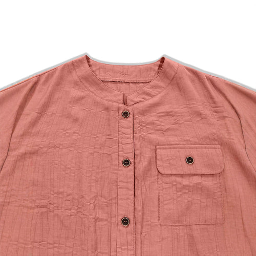 Damen lässige Bluse mit strukturiertem Stoff und Knopfdetail EB