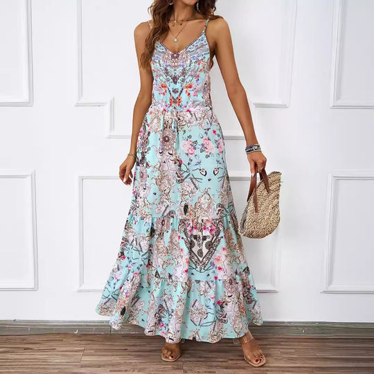 Damen Maxikleid mit verspieltem Muster und fließendem Schnitt EB