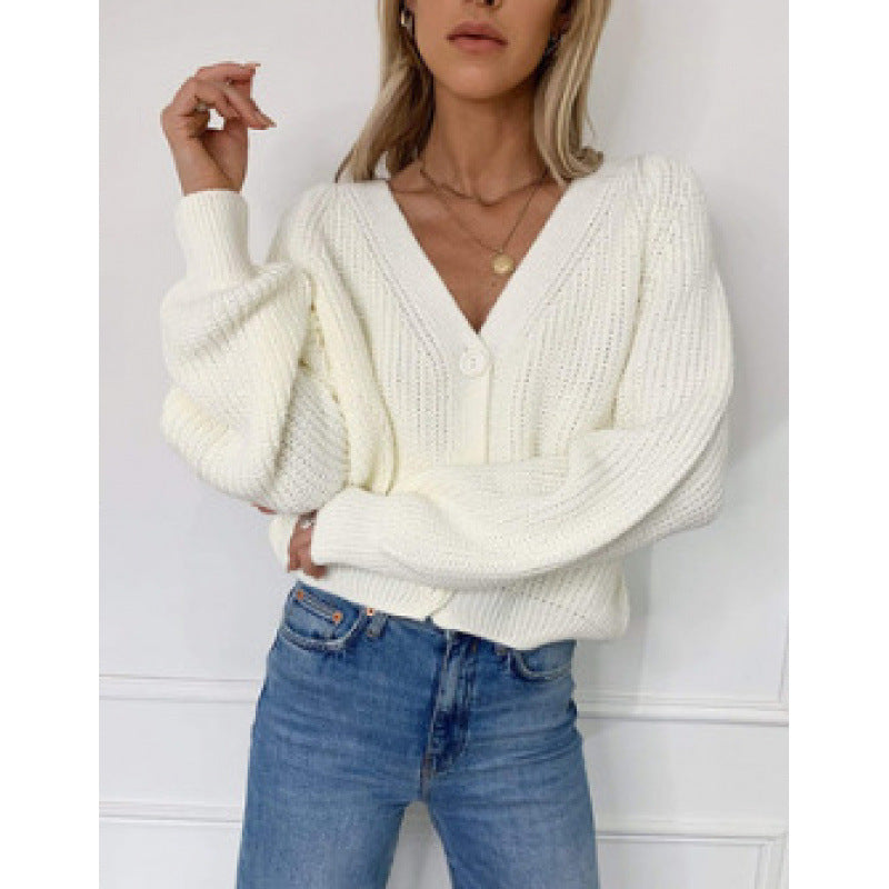 Damen Gestrickte Knopf-Cardigan EB