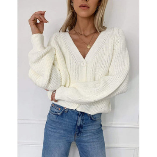 Damen Gestrickte Knopf-Cardigan EB