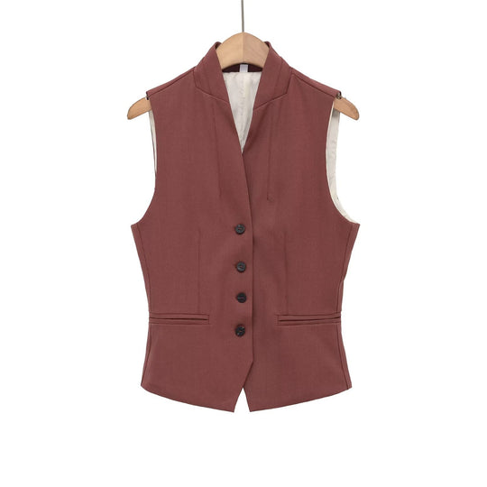 Damen elegante Weste mit schmalem Kragen EB