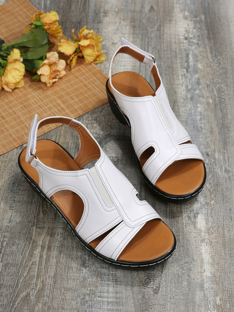 Damen lässige Leder-Sandalen mit verstellbarem Riemen und anatomischem Fußbett EB