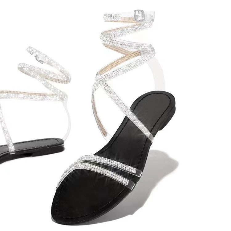 Damen Glitzernde Riemchen-Sandalen mit schickem Strassbesatz EB