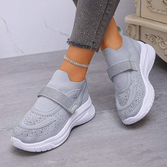 Damen Sportliche Sneakers mit Glitzer-Applikationen EB