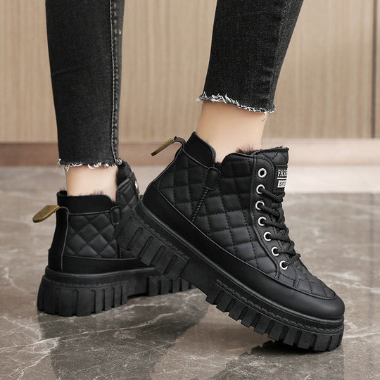 Damen modische Winterstiefel mit rutschfester Sohle und kuscheligem Innenfutter EB