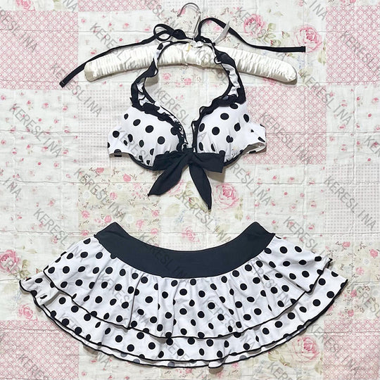 Damen Bikini-Set mit Volantrock und gepolstertem Oberteil EB