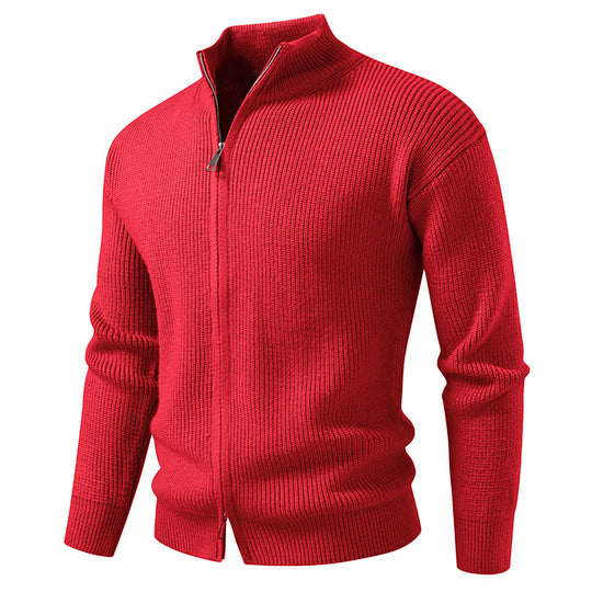 Herren Strickjacke mit hohem Kragen und innovativem Reißverschluss EB