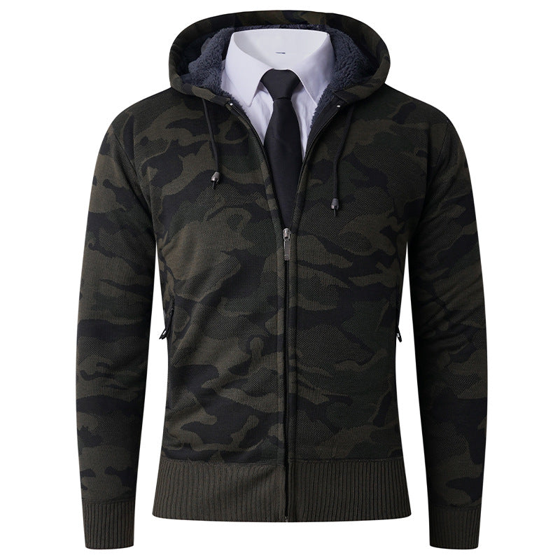 Herren modischer Hoodie mit gefütterter Kapuze und kräftigem Camouflage-Muster EB