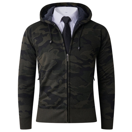 Herren modischer Hoodie mit gefütterter Kapuze und kräftigem Camouflage-Muster EB