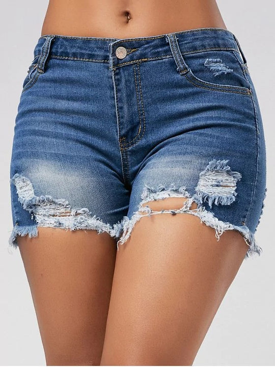 Damen Destroyed Denim Shorts EB