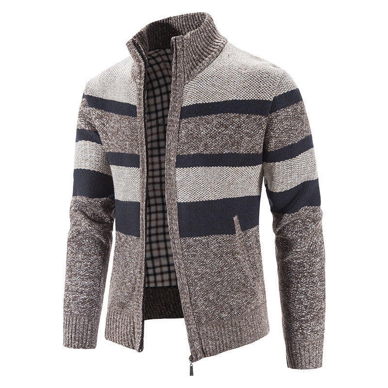 Herren modische Strickjacke mit Stehkragen und Reißverschluss EB