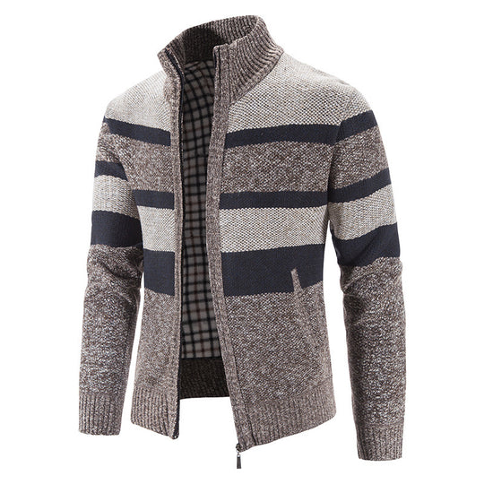 Herren modische Strickjacke mit Stehkragen und Reißverschluss EB