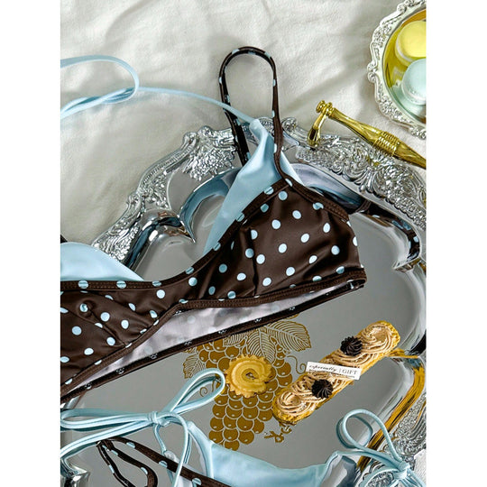 Damen Bikini-Set mit modischem Punktedesign und verstellbaren Trägern EB