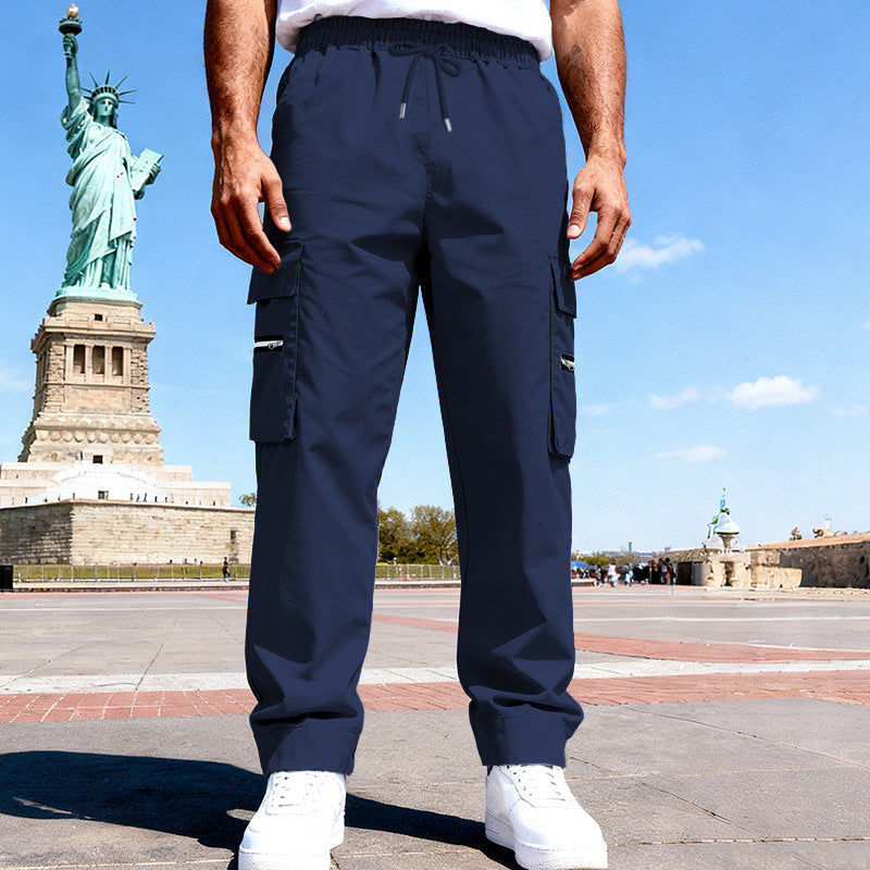Herren Cargo-Freizeithose mit elastischem Bund, Tunnelzug & Zip-Taschen EB