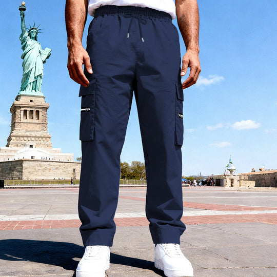 Herren Cargo-Freizeithose mit elastischem Bund, Tunnelzug & Zip-Taschen EB