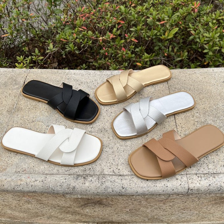 Damen bequeme Clogs mit modischem Überkreuz-Riemendesign EB