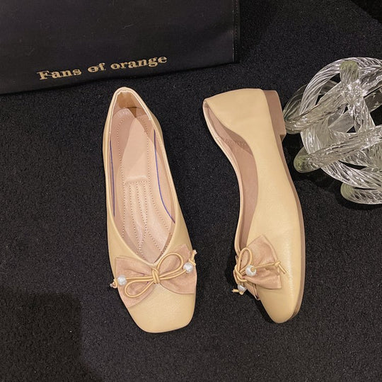 Damen elegante Ballerinas mit perlmuttfarbenem Akzent EB