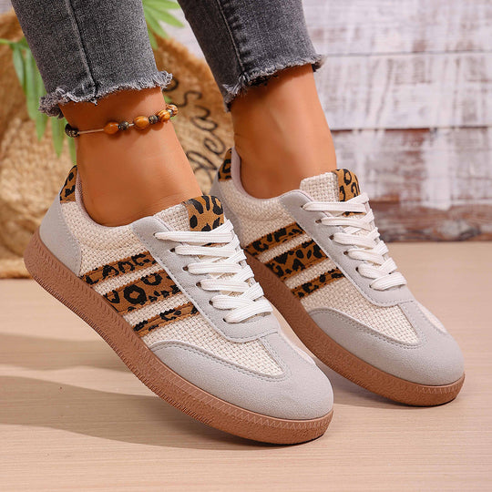 Damen Sportliche Sneaker mit Leoprint und atmungsaktivem Obermaterial EB