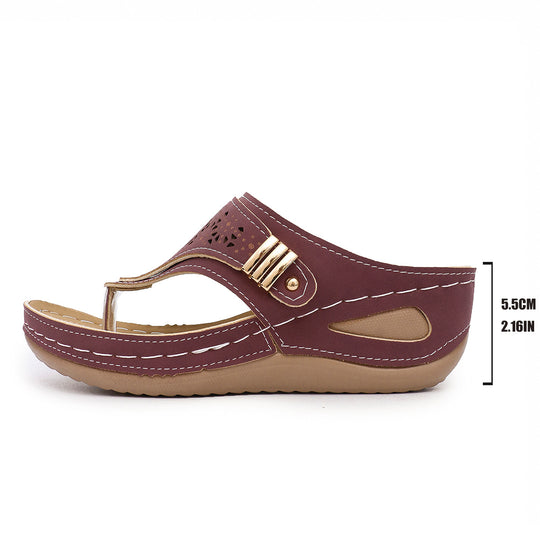 Damen Komfortable Zehentrenner-Sandalen mit modischem Verzierungsdetail EB