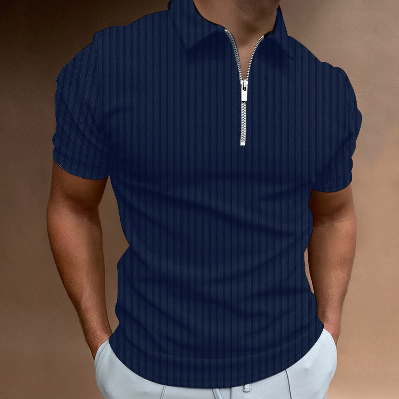Herren Kurzarm Polo-Hemd mit Reißverschluss und strukturiertem Design EB