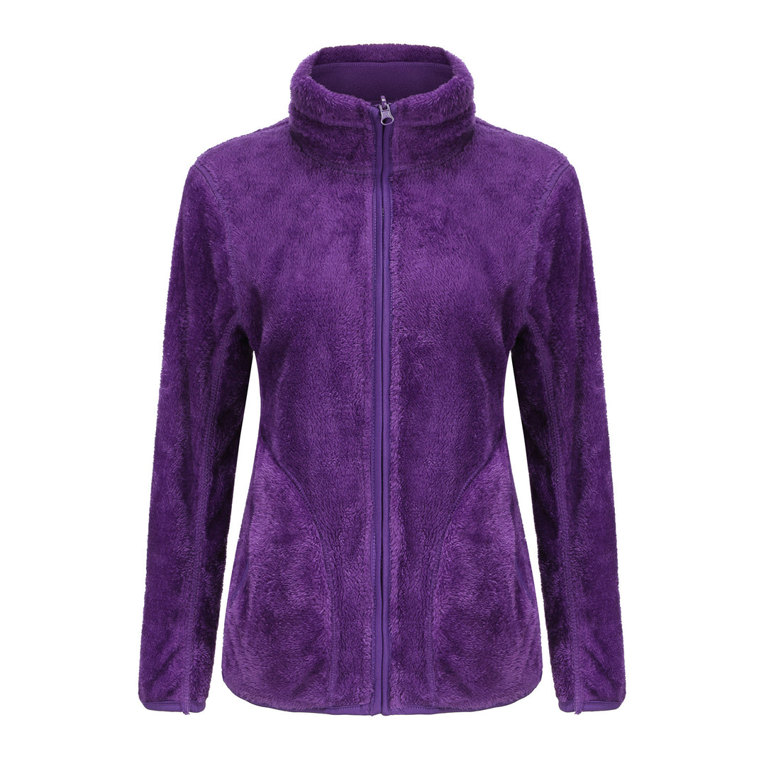 Damen nan kuschelige Fleecejacke mit hohem Stehkragen, durchgehendem Reißverschluss und figurformenden Nähten EB