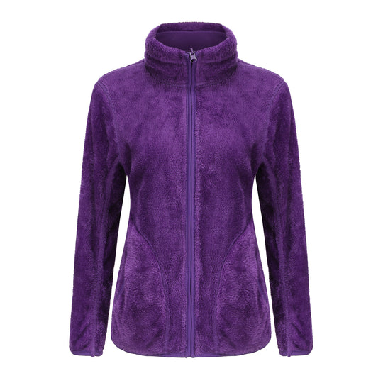 Damen nan kuschelige Fleecejacke mit hohem Stehkragen, durchgehendem Reißverschluss und figurformenden Nähten EB