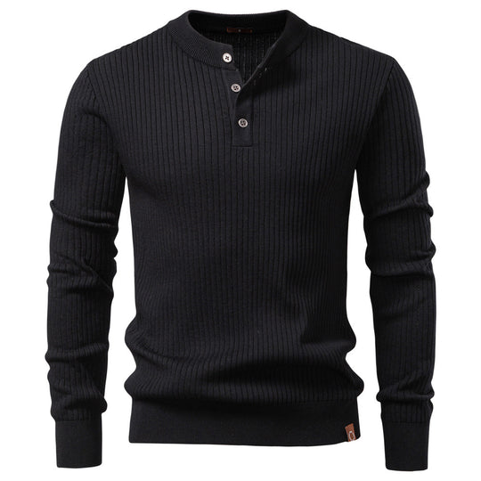 Herren Strickpullover mit feinem Rippenmuster und modischem Knopfdetail EB