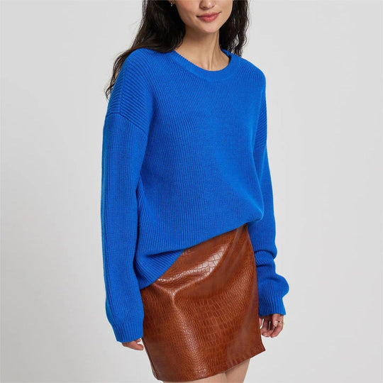 Damen Großer, weicher Strickpullover mit überschnittenen Schultern EB