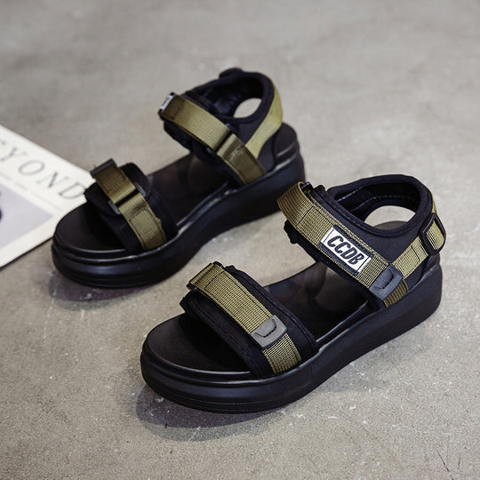 Damen Sportliche Plattformsandalen mit verstellbaren Riemen und rutschfester Sohle EB